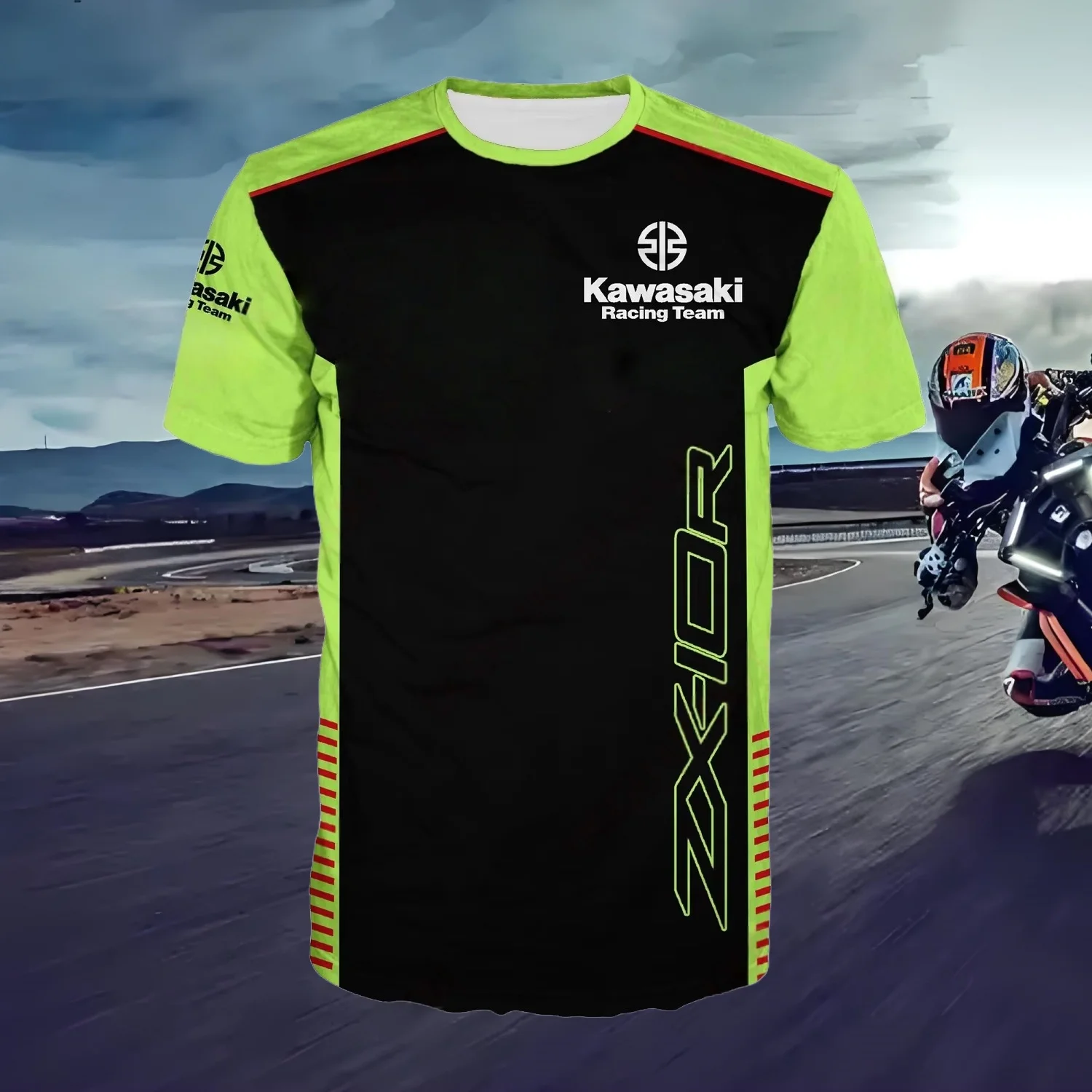 

Kawasaki Motorcycle T-shirt, Summer T-shirt, Men's Cycling T-shirt, Printed T-shirt, Quick Drying Sweat Absorbing T-shirt