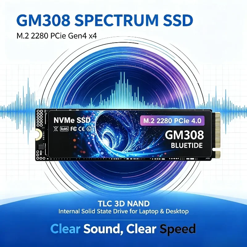 NOVO SSD GM308 NVMe M.2 500GB - 4TB SSD M.2 2280 PCie Gen4.0x4 TLC 3D NAND Unidades de Estado Sólido Internas para Laptop e Desktop