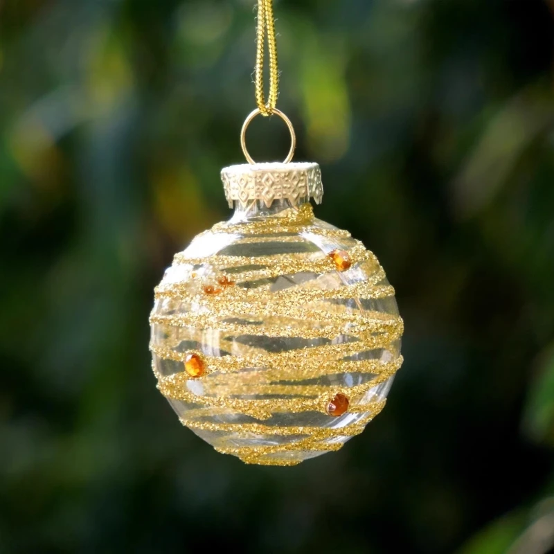 Free Shipping 8pcs/pack Diameter=4cm 6cm Transparent Handmade Glass Globe Ornament Christmas Day Tree Decoration Hanging Ball