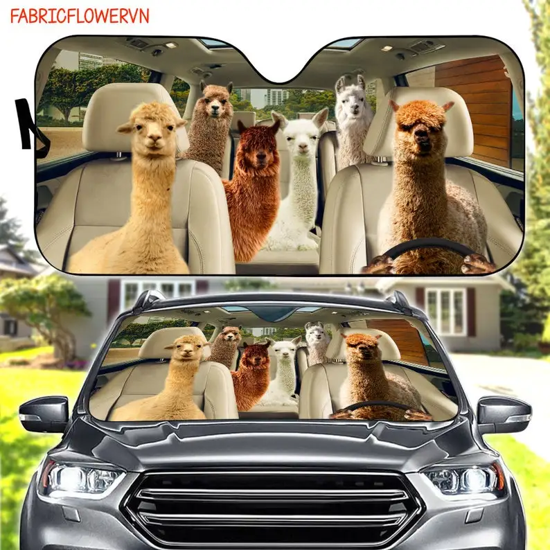 

Alpaca Car Sunshade, Alpaca Car Decoration, Dog Car Windshield, Dog Lovers, Dog Car Sunshade, Gift For Mom, Gift For Dad