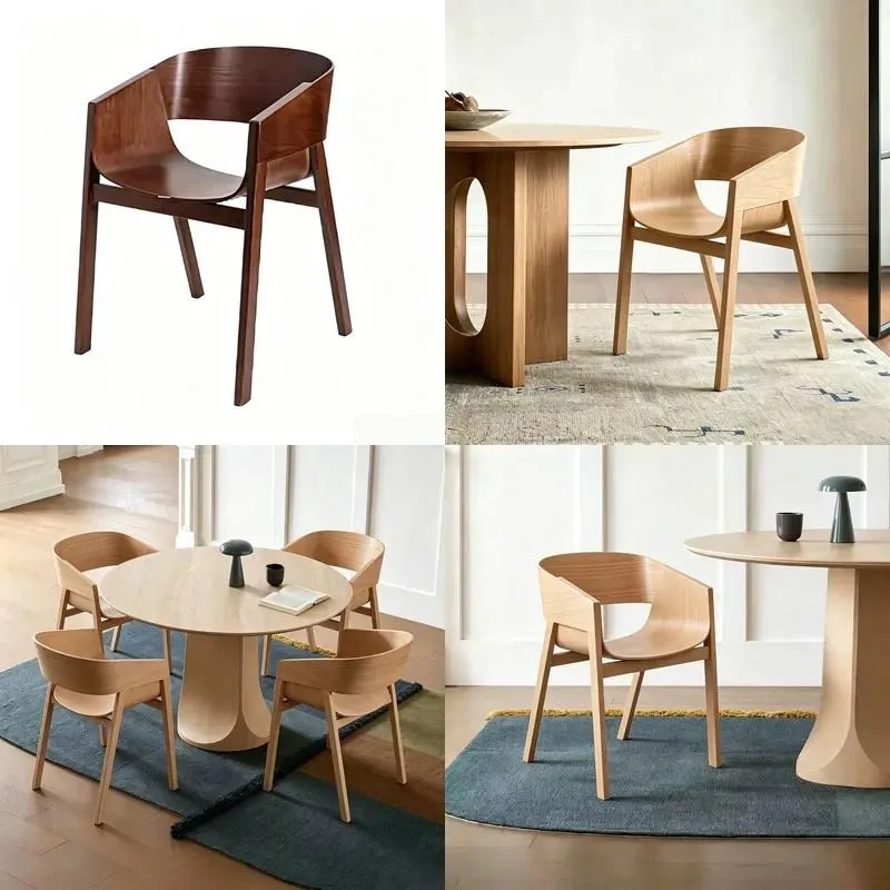 Nordic Solid Wood Armchair Modern Luxury Wabi Sabi Style Retro Backrest Chair for Home Office Restaurant Simple Dining