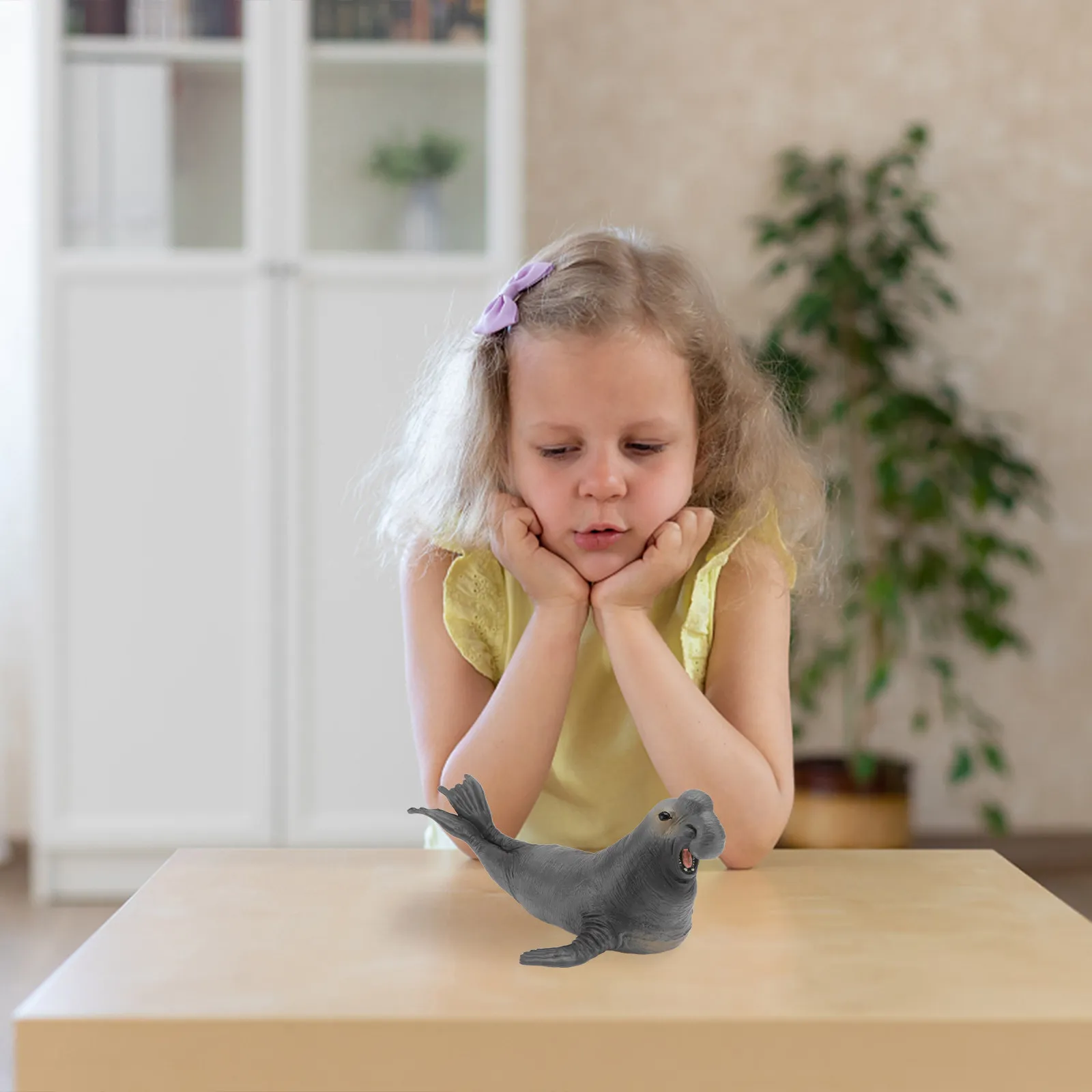 

1Pcs Adorable Elephant Seal Marine Life Ornament Realistic Plastic Animal Decoration for Kids Room Classroom Home Garden Gift