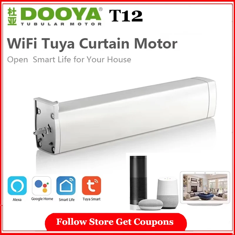 

Dooya Tuya WIFI Smart Curtain Motor T12 Intelligent Electric Curtain Motor Remote Control 50/60HZ Smart System Super Quite