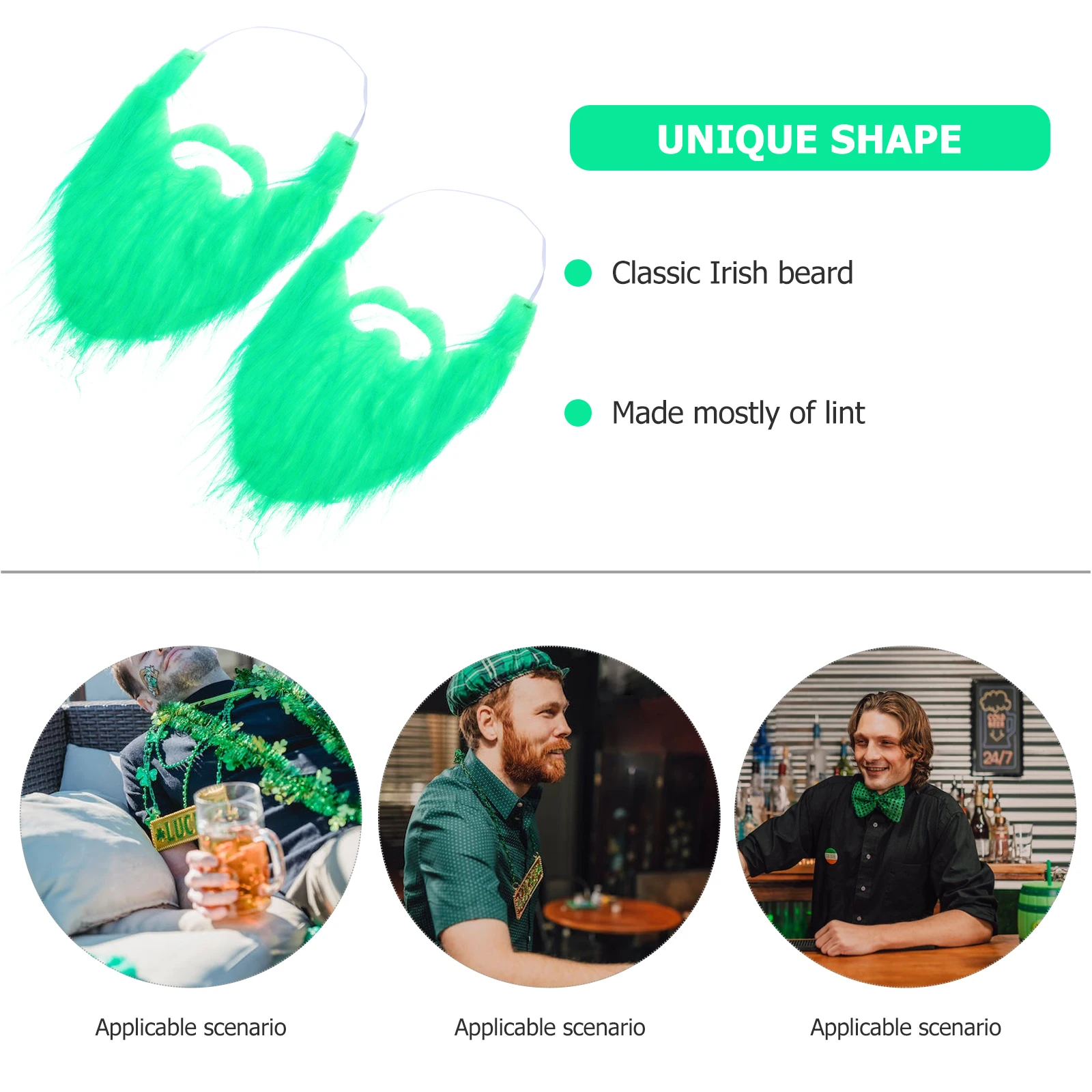 

2 Pcs Decoration Fake Realistic Patricks Day Mustaches Party Faux Prop