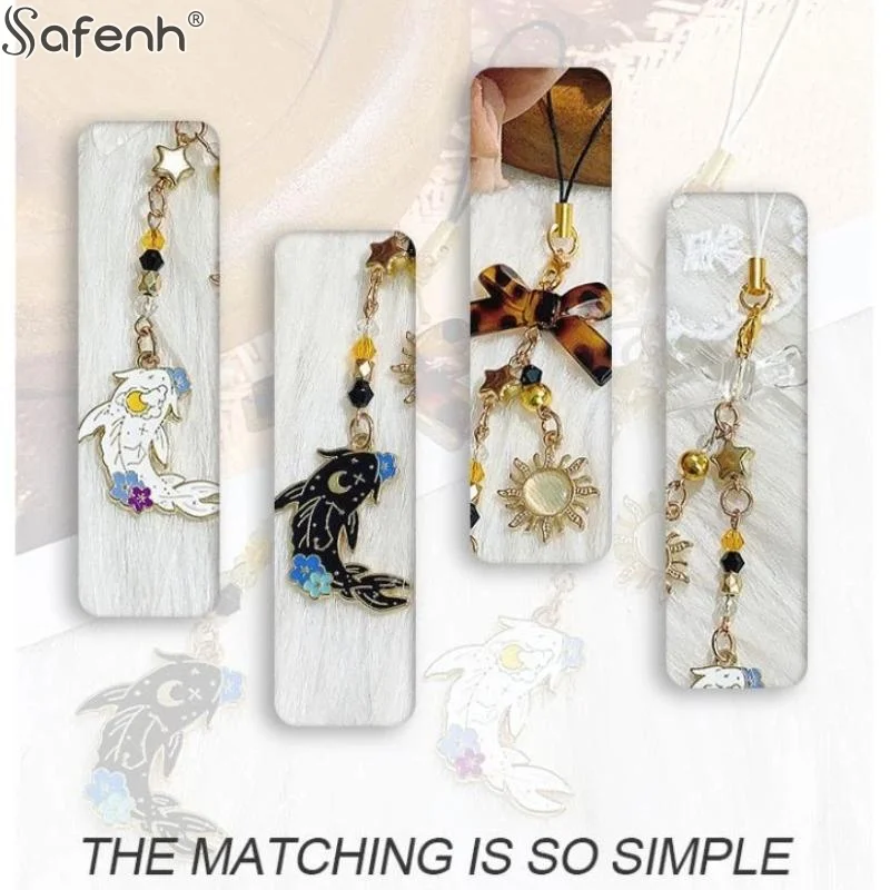 Daily  Cute Yin Yang Koi  Fish Phone Charm Enamel Sun Pendant Bow Decoration Phone Bag Ornament Small Fashion Gift For Girls