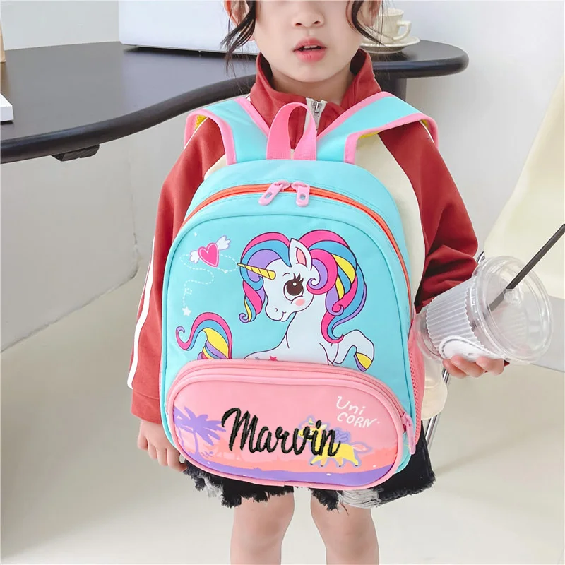 Personal isierter Name Einhorn Kinder rucksack niedlichen Fantasie Pony Mädchen Schult asche Mode Rucksack Oxford Stoff Rucksack