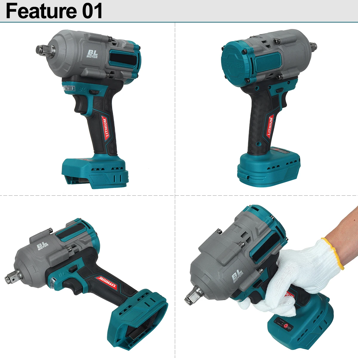 3000N.M High Torque Brushless Electric Impact Wrench 1/2 inch Cordless Electric Wrench Power Tools For Makita 20V Battery