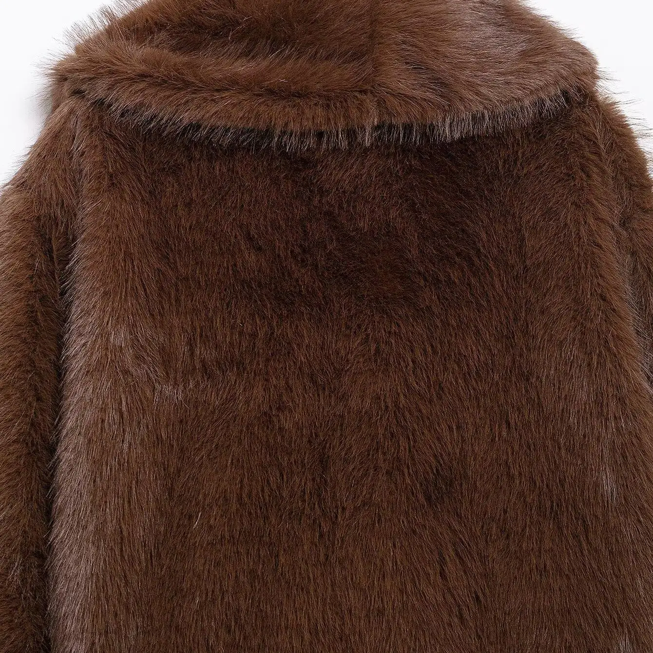 KASLEAD 新しい女性のファッションミニマリストショート人工毛皮コートストレートチューブスタイル長袖フリップカラーポリエステル繊維