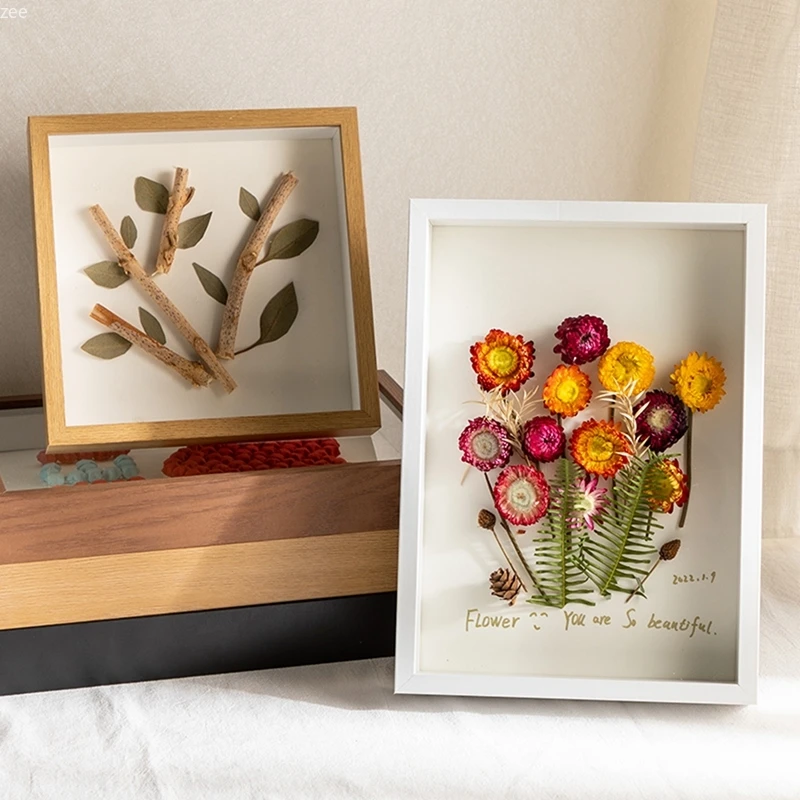 DIY 3D-Fotorahmen mit getrockneten Blumen, Probenständer für Heimdekoration, Schreibtisch-Ornament, Dez Diego Para Sala, klarer Fotorahmen, Mini-Rahmen