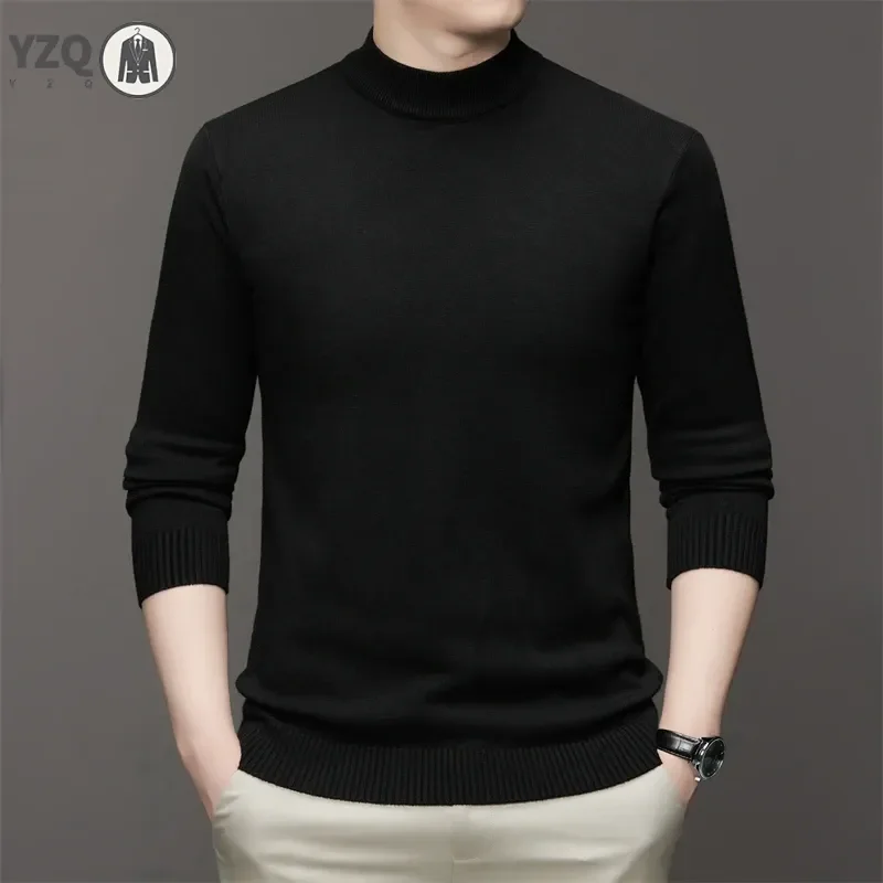 7 Colour Men\'s Half High Neck Long Sleeved Solid Color Sweater Soft, Warm and Comfortable Top with a Base