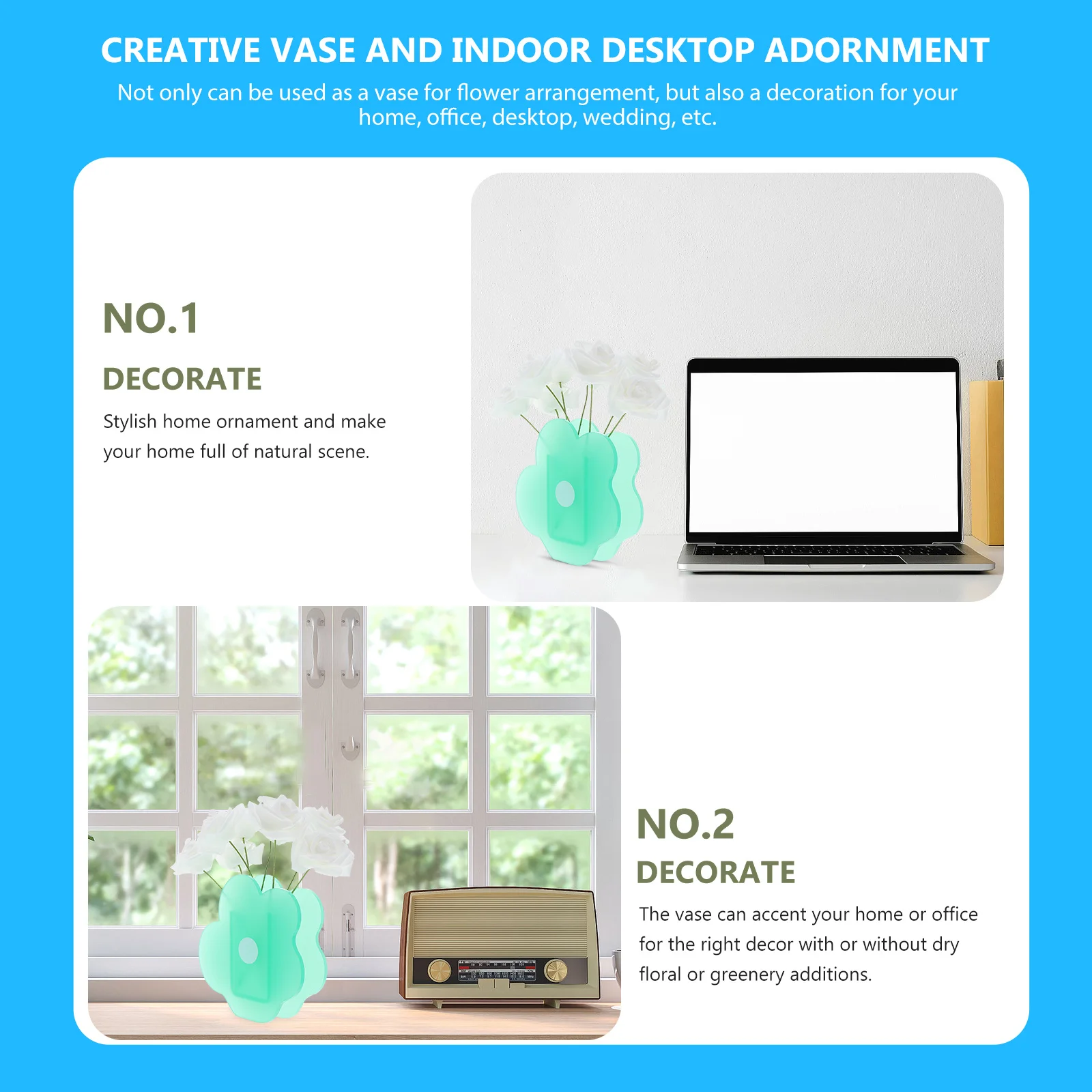 

1pc Acrylic Flower-Shaped Vase Desktop Decor For Dried Flowers Transparent Flowerpot Creative Household Supply