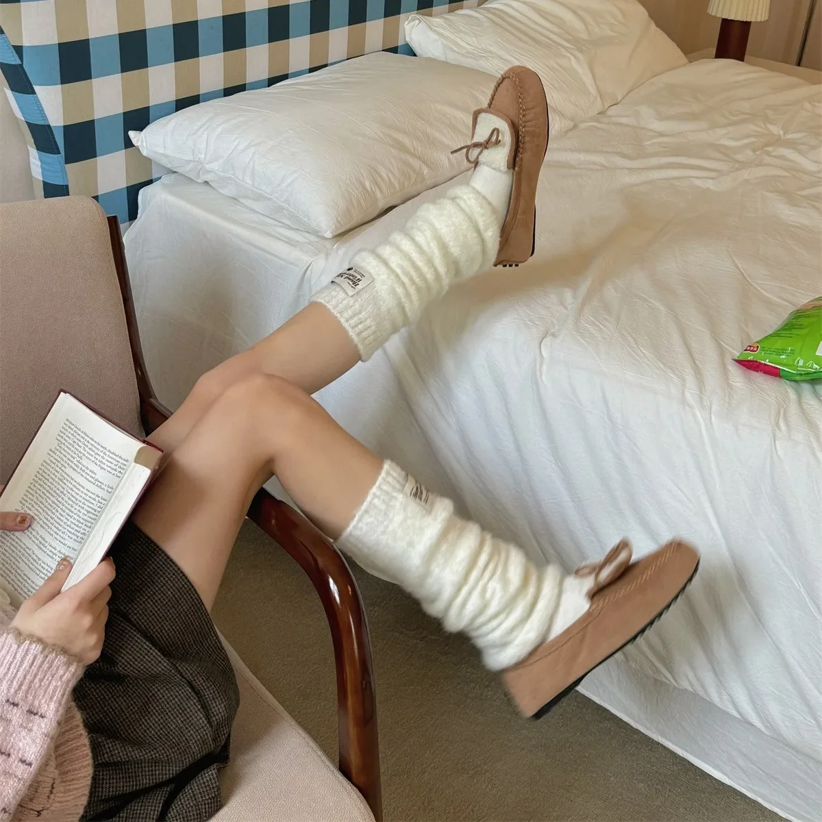Calcetines de algodón dulce con estampado de dulces para hombre, medias gruesas, cálidas y suaves, hasta la pantorrilla, cómodas y acogedoras para el hogar, estilo coreano