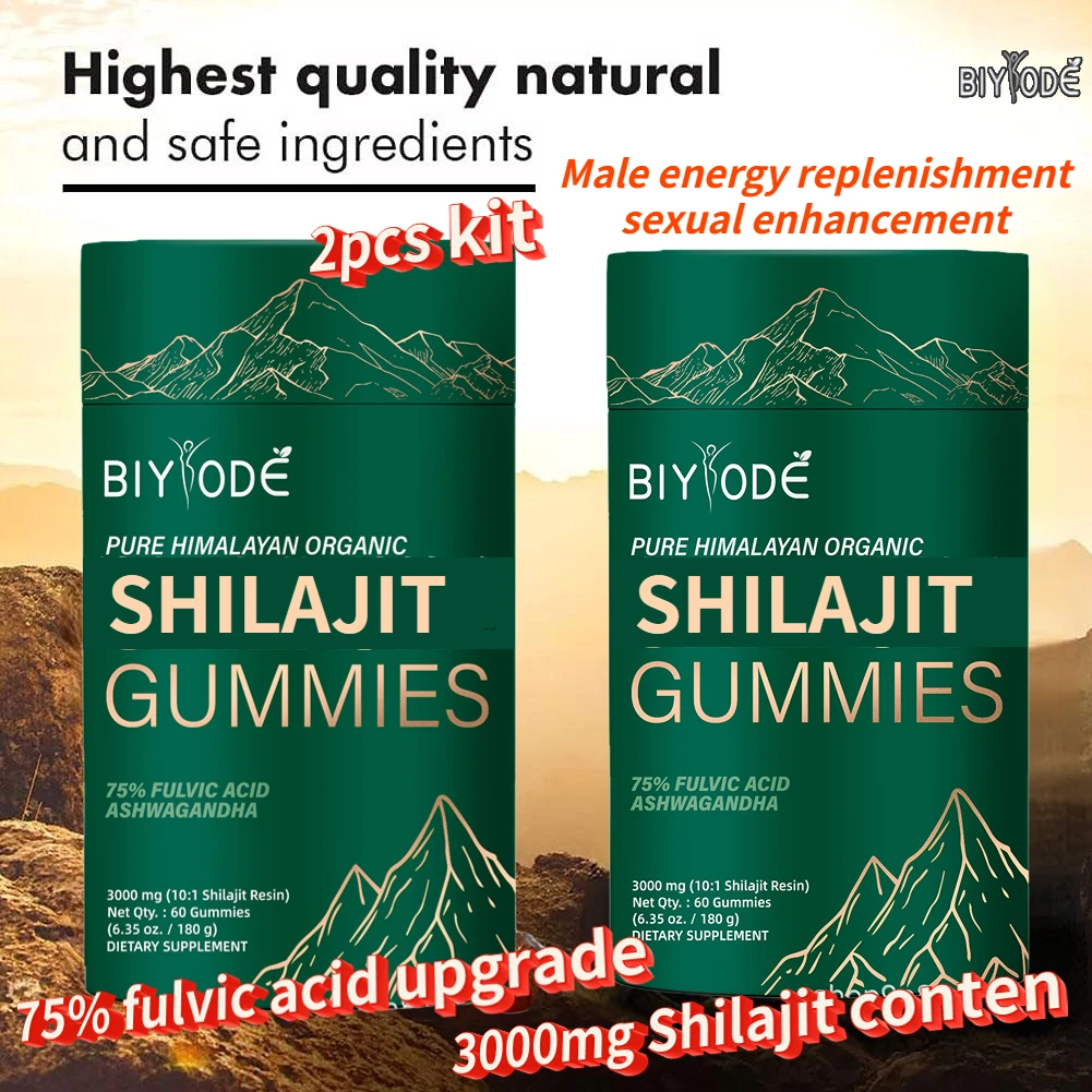 BIYODE 3000mg Shilajit Amino Acid 100% Natural Mineral Pure Himalayan Shilajit Gold Gummies Men Maintain Energy Stay Active