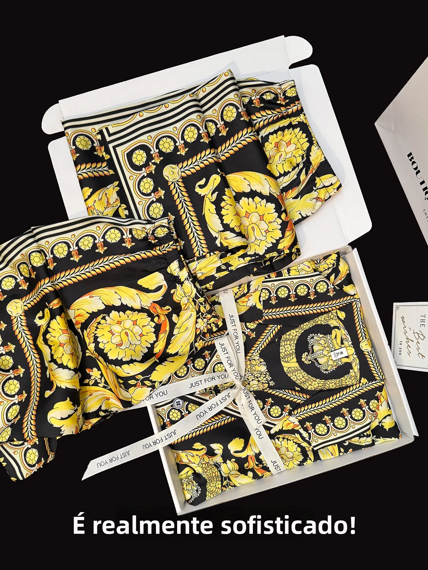 ice-silk-sleepwear-set-for-men-short-sleeve-home-clothes-summer-cool-feeling-large-size-black-gold-home-leisure-suit