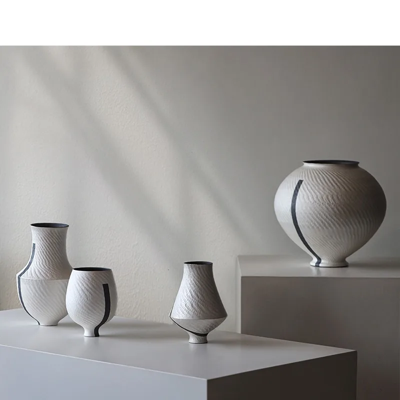 Genuine vase creative silver coarse pottery flower ware living room soft decoration jewelry