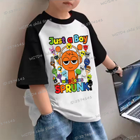 2025 New Cartoon Sprunki Cotton T-shirt Just A Boy Who Loves Sprunki Color-Block Tops Boys Sprunki Incredibox Game Kids Clothes