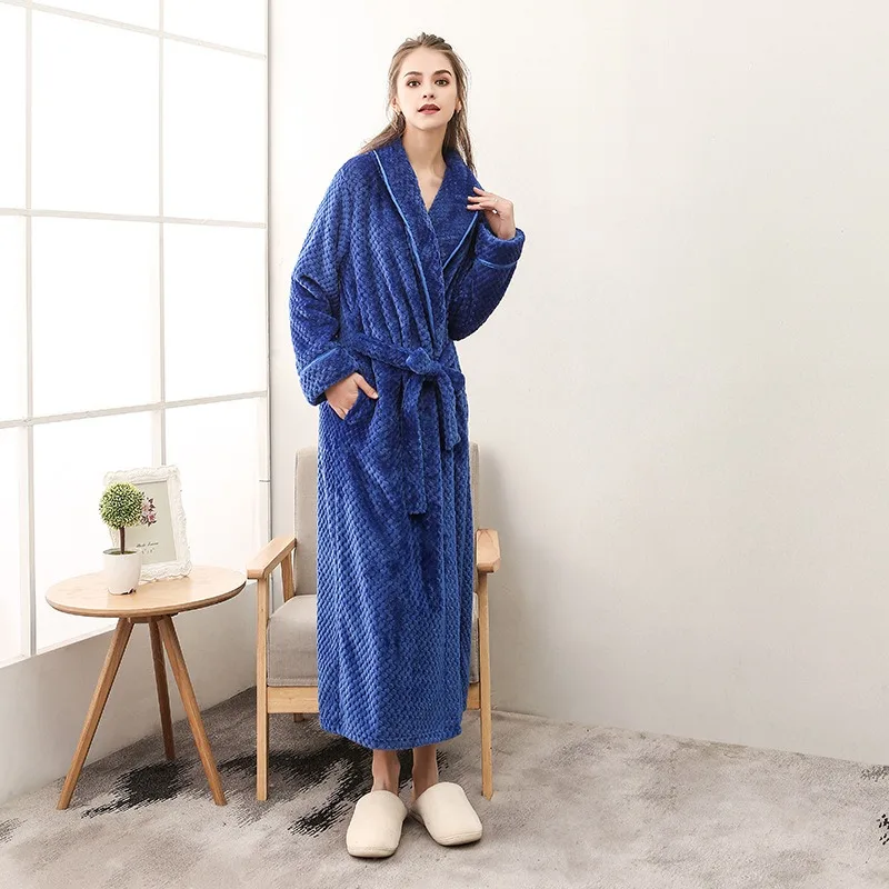 Fashionable Loose Couple Medium Thick Large Bathrobe Autumn and Winter New Casual Extended Pajamas