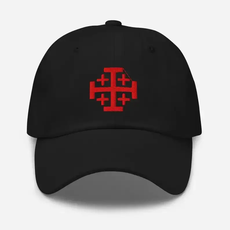 Custom Hat Embroidered Knights Templar Hat: Red Crusader Cross Baseball Cap
