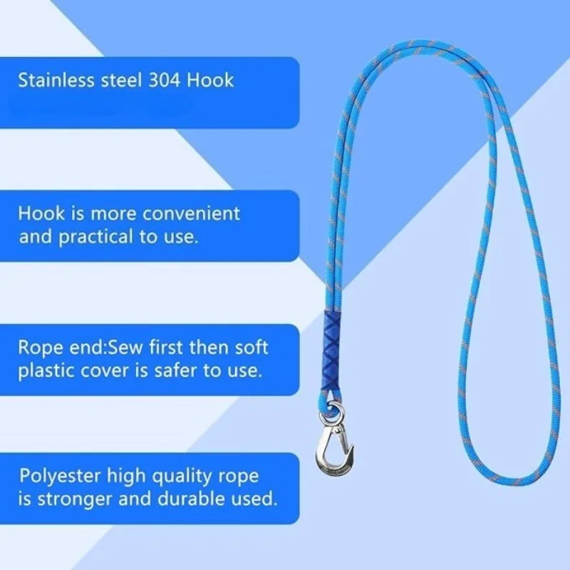 1/2Pcs Wear Resistant Metal Hook Nylon Rope - 59.06in, Wear Resistant Hanging Rope for Amusement Park Swings, Hammocks, Garden Chairs - Outdoor Rope for Gardens, Camping - Can be connected to swings, tree canopies and deck chairs - view 7