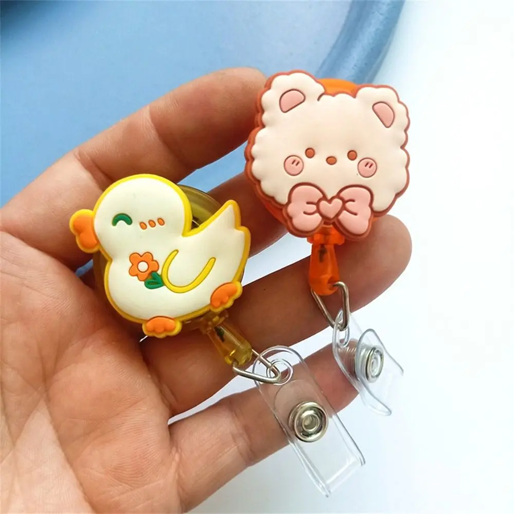 Cartoon Animals Nurse Badge Reel Dinosaur Bear Rabbit Retractable Badge Holder Name Tag ID Card Easy Pull Buckle Hospital Use