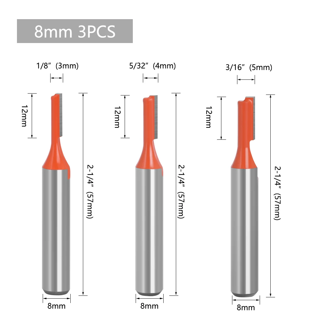 LAVIE-Duplo Flauta Router Bits, fresa, 8mm Shank, tungstênio, carboneto, madeira, ferramenta de madeira, C08-002, 1Pc