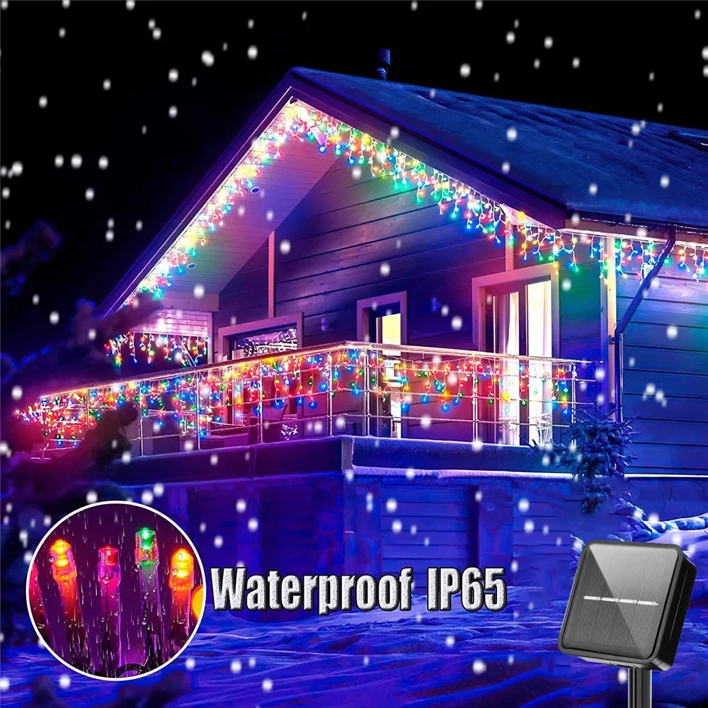 

Solar Icicle String Lights 3.5M LED Waterproof Eaves Decor Light Outdoor Curtain Icicle Light Patio Yard Garden Party Decoration