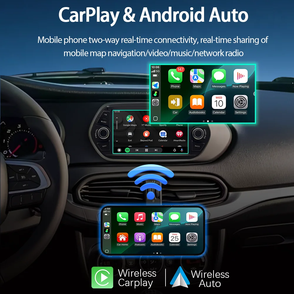 7Inch Android 15 Car Radio For Fiat EGEA Tipo Neon 2015-2017 Multimedia Player Wireless CarPlay Android Auto DSP GPS