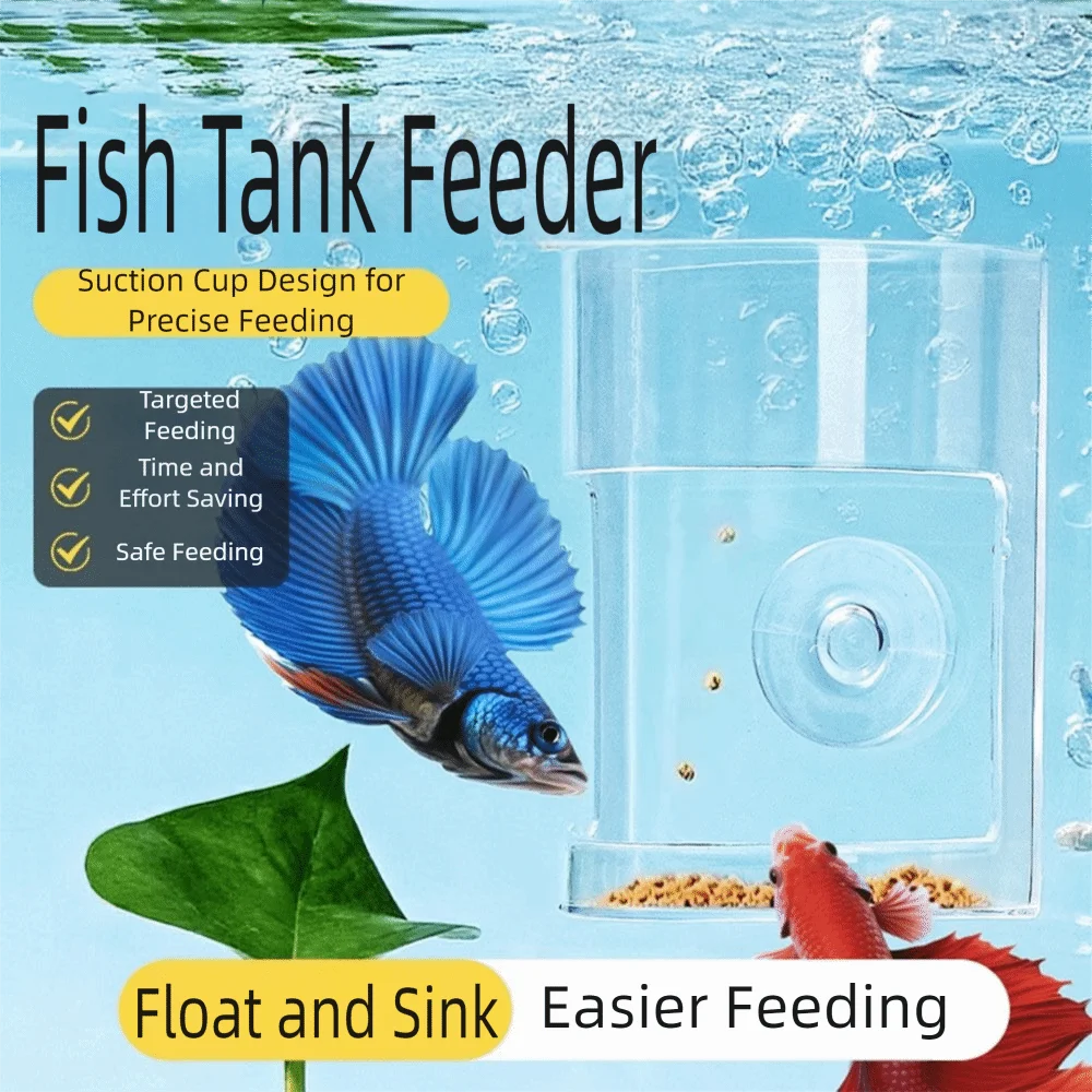 Acrylic Aquarium Feeders Ring Suction Cup Transparent Fish Tank Food Dispenser Fixed-Point Fish Feeder Tray for Baby Fish Shrimp