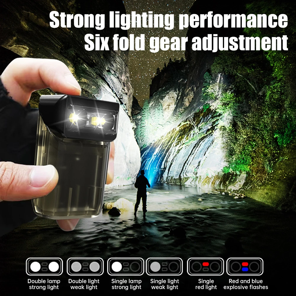 2024 New LED Flashlight Rechargeable Lamp Head Rotation with Magnetic Multifunctional Mini Keychain Lamp Portable Light