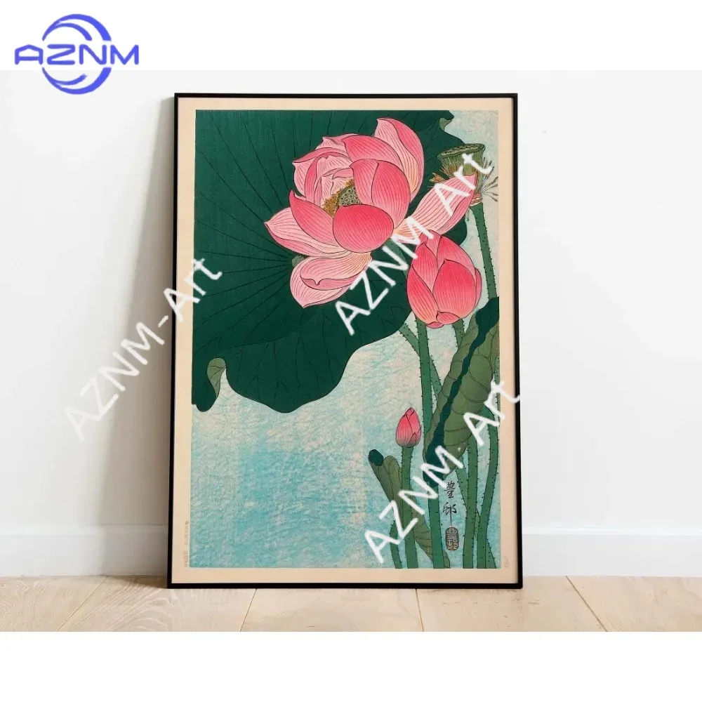 1 Piece of Frameless Osaka Antique Japanese Art Koi Peacock Snow Scene Poster Wall Painting Canvas Studio Home Decoration