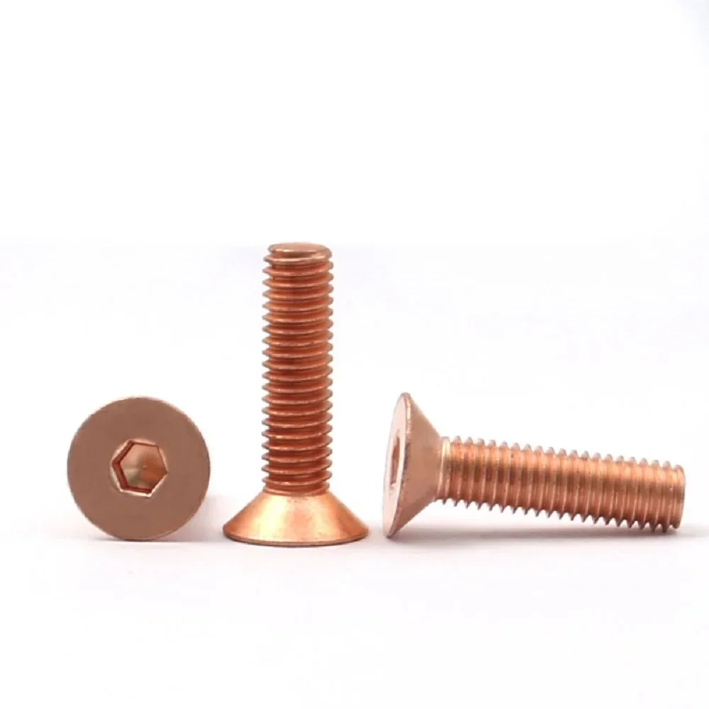 2-10pcs M2 M2.5 M3 M4 M5 M6 Din7991 T2 Copper Countersunk Hexagon Screw Flat Hexagon Socket Bolt Machine Screw