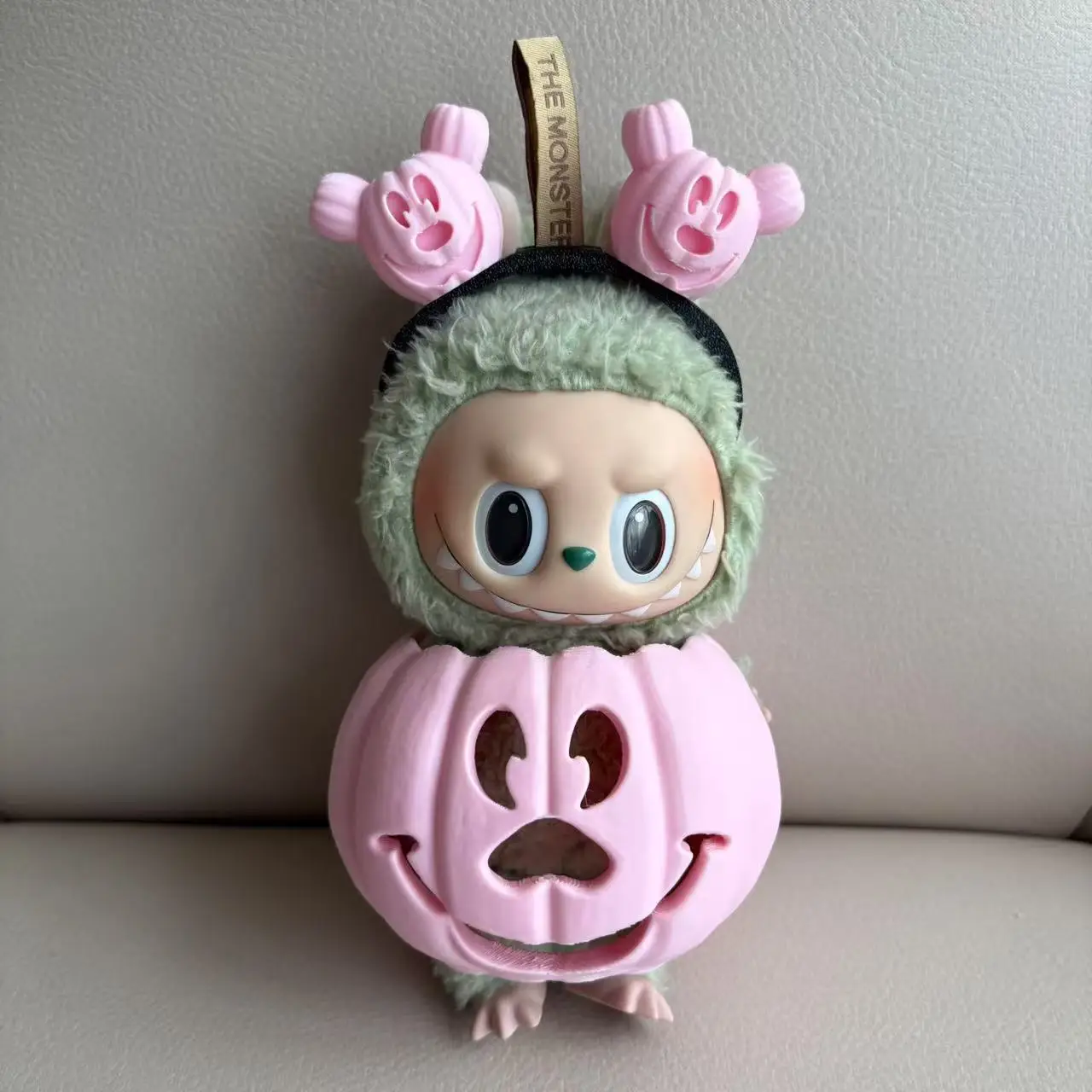 Kawaii for Labubu Doll Clothes Halloween Pumpkin Dress with Adorable Hand-Carved Headband Cosplay Outfit Gift Accessories