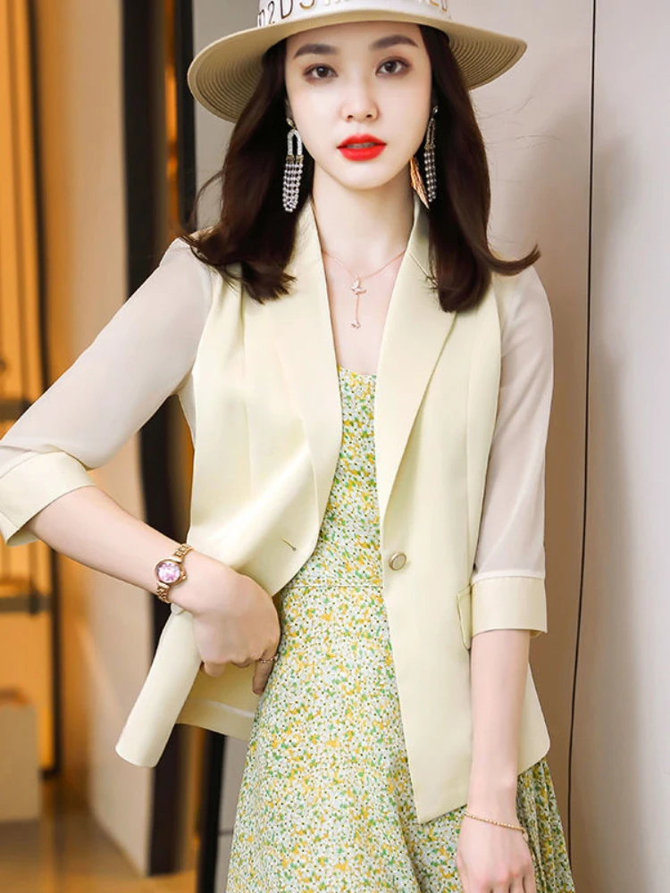 Blazers Women Elegant Spring Design Classic Comfortable Koean Style Solid All-match Simple Ladies Leisure Summer Thin Fashion