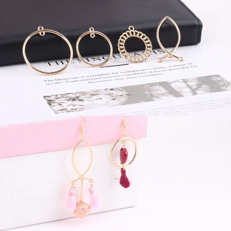 1pcs Diy Jewelry Accessories Minimalist Double Hanging Circle Overlapping Spiral Circle Earrings Handmade Material Pendant