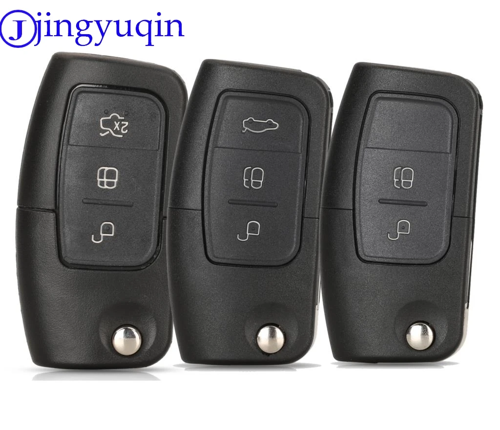 

jingyuqin 10ps Replace Flip Folding Remote Car Key Shell Case Cover For Ford Mondeo Focus Fiesta S-MAX FOB Key Cover