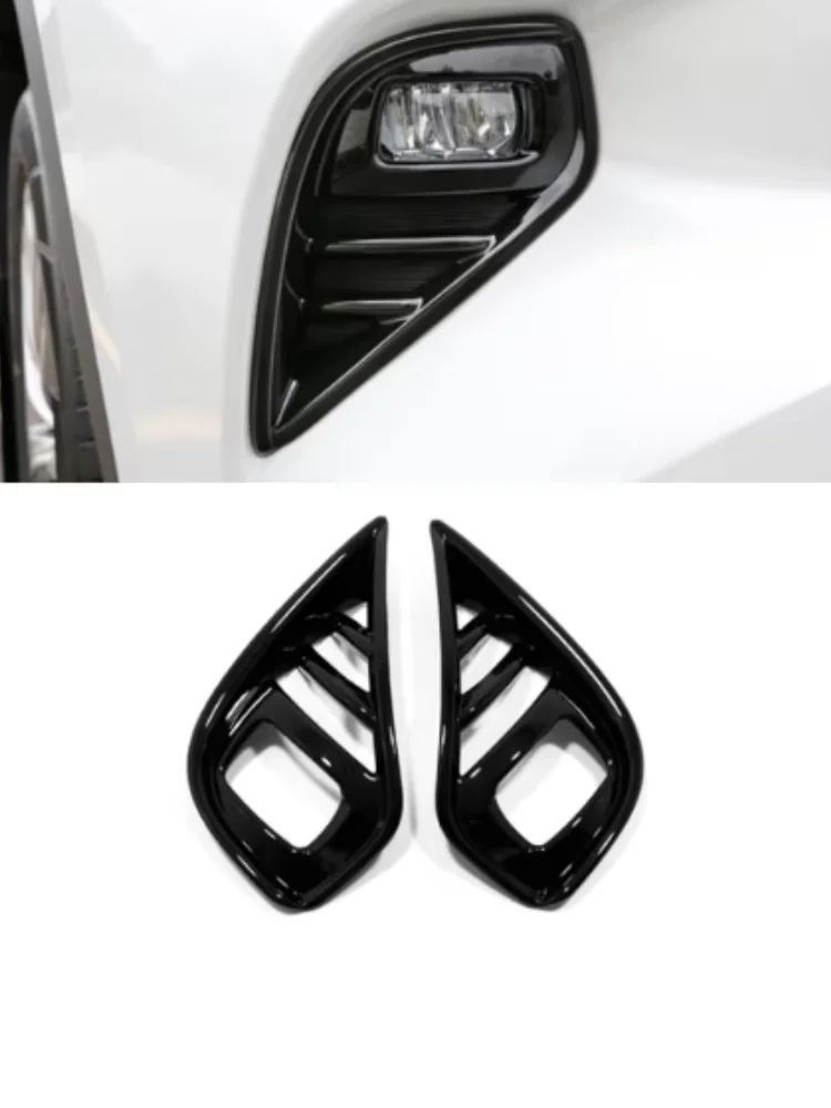 For Toyota Highlander XU70 2021 -2024 Car Front Fog Lights Lamp Eyebrow Trim Cover Spoiler Wind Knife Blade Accessories