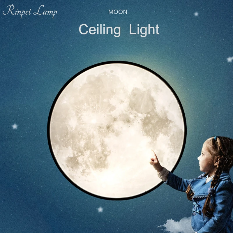 Modern Creative Moon Ceiling Lamps LED Ceiling Chandelier Simple Dining Kids Room Bedroom Circular Lamps Aisle Indoor Home Light