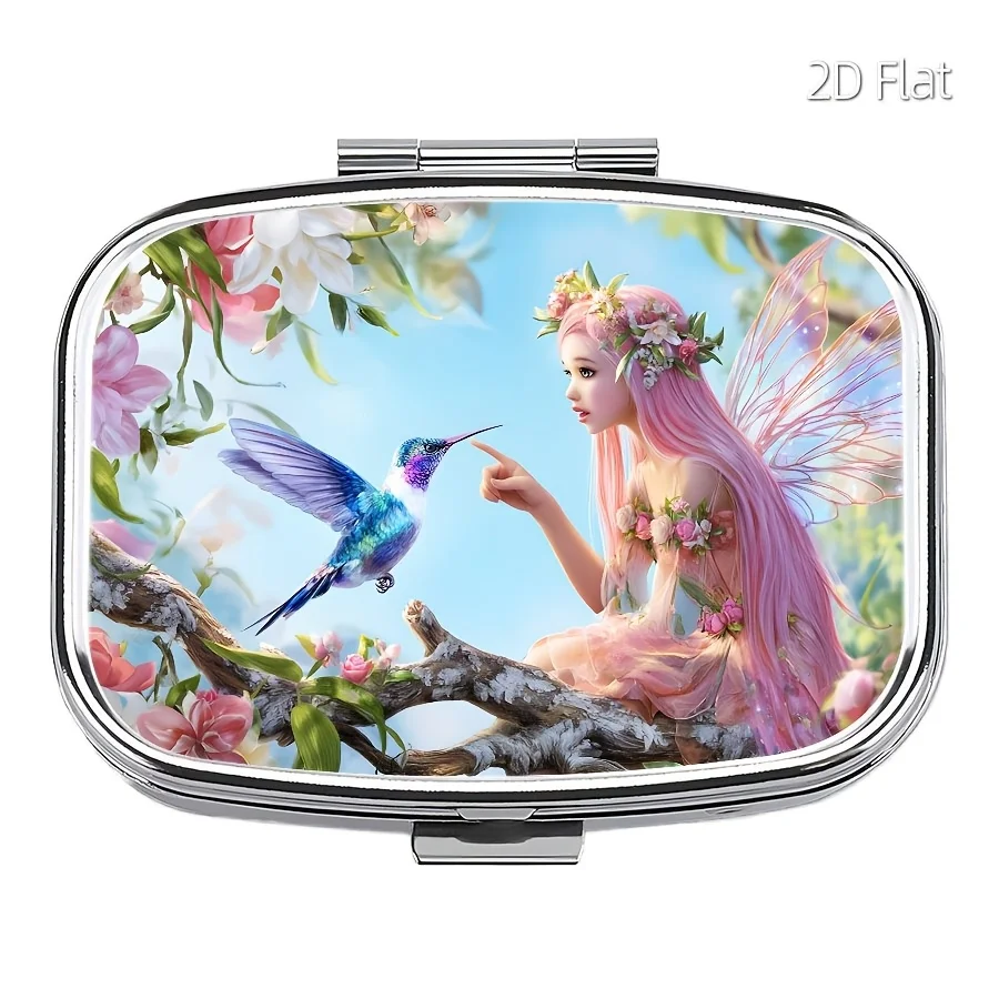 Flat design, 1-piece pill box, compact and portable metal pill box for home use, stylish appearance, pill box with classified storage design