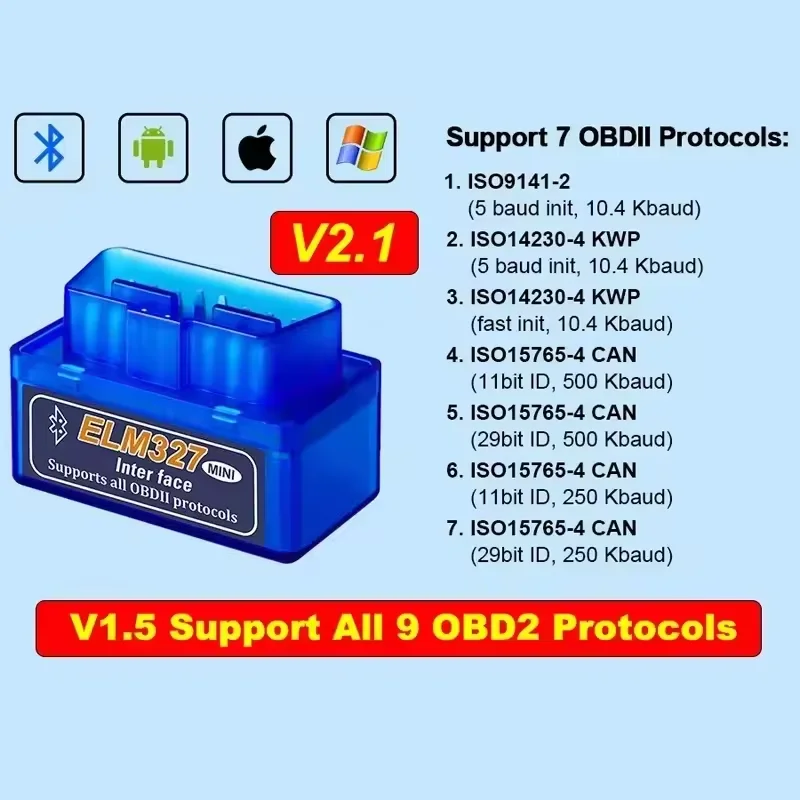ELM327 V 2.1 Obd2 الماسح الضوئي BT/Wifi ELM 327 Obd أداة تشخيص السيارة لنظام أندرويد /IOS PK Vgate Icar2 قارئ الرمز