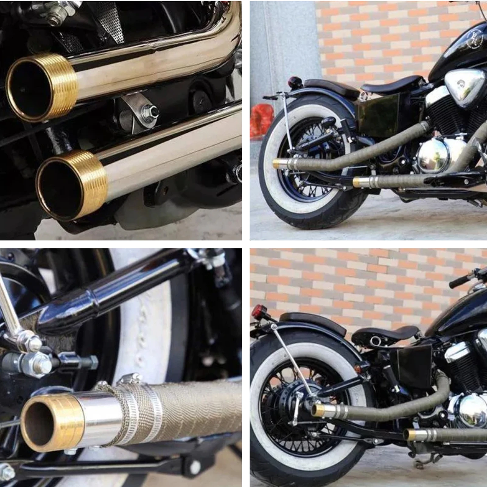 Motorcycle Exhaust Full System Fits For Honda Steed 400 VLX 600 Steed400 Steed600 VLX 400 VLX 600 With Muffler Bronze End Cap