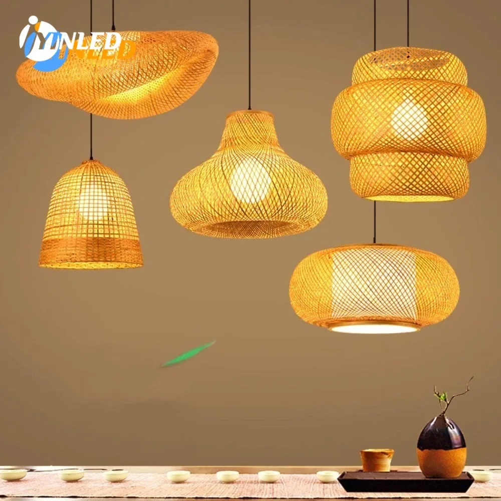 

1PC 50/60cm Hollow Out Pendant Lamp Bamboo Shade Cover Chandelier for Living Room Cafe Hotel Hanging Light Shades Home Decor