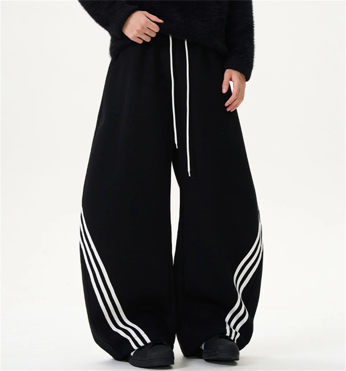 موضة Y2K خمر بنطال ذو قصة أرجل واسعة المرأة الخريف الربيع مرونة عالية الخصر بنطلون أنثى الهيب هوب الشارع الشهير سراويل فضفاضة غير رسمية #4