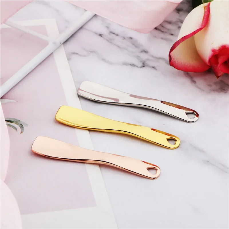 

1pcs Metal Zinc Mini Cosmetic Spatula Curved Scoop Gold Silver Makeup Mask Cream Spoon Eye Cream Stick Face Body Makeup Tools