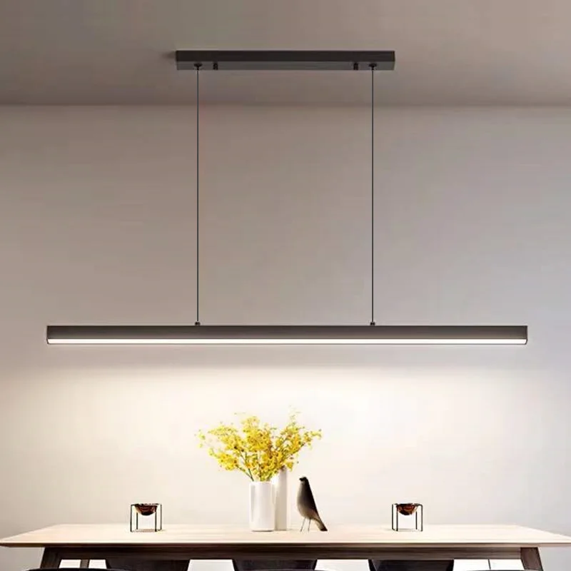 

Minimalist Design Pendent Lights Kitchen Chandeliers Decor Dining Table Room Black Longer Hanging Lamp Restaurant Study Office