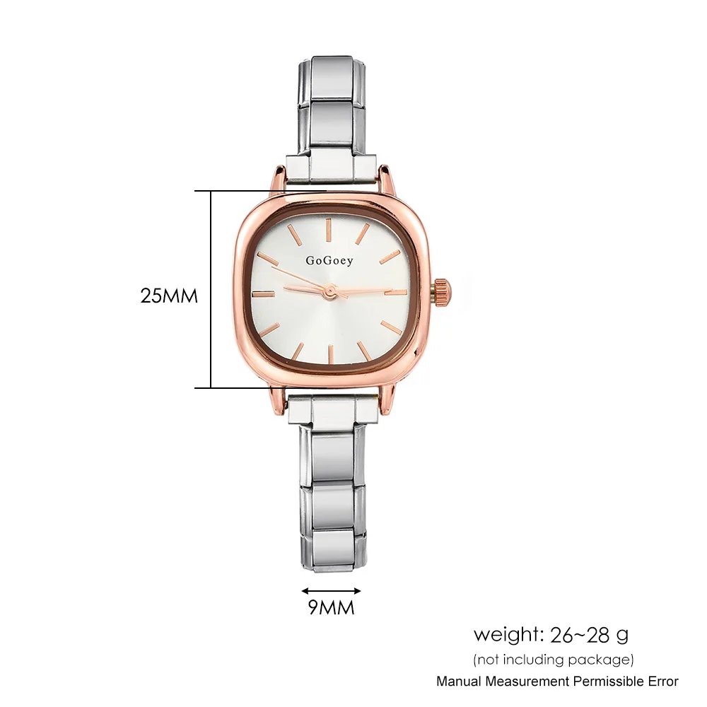 GEMOSA Minimalist Chic Design Women Men Squarel Quartz Watch Stainless Steel Strap Fashion Party Birthday Daily Perfect Gift