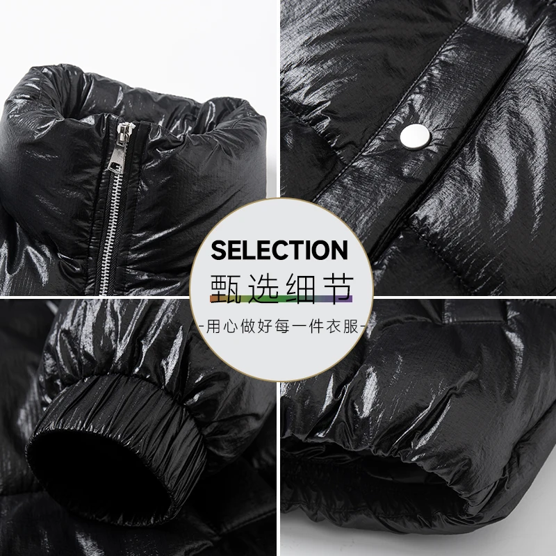 Moda Otoño Invierno 2024, chaquetas informales acolchadas de algodón brillante para hombre, ropa de calle, Parkas gruesas impermeables, abrigos