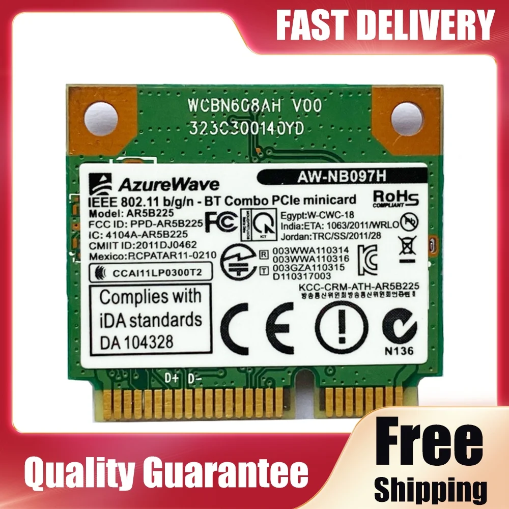 AR5B225 2 in 1 Desktop Computer Wireless Card Bluetooth-Compatible Cards 2.4Ghz 300M Mini PCI-E WiFi Connector
