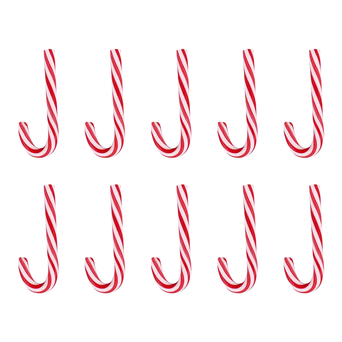 10PCS Christmas Red Cane Soft Pottery Jewelry Accessories New Year Candy Cane Home Decoration