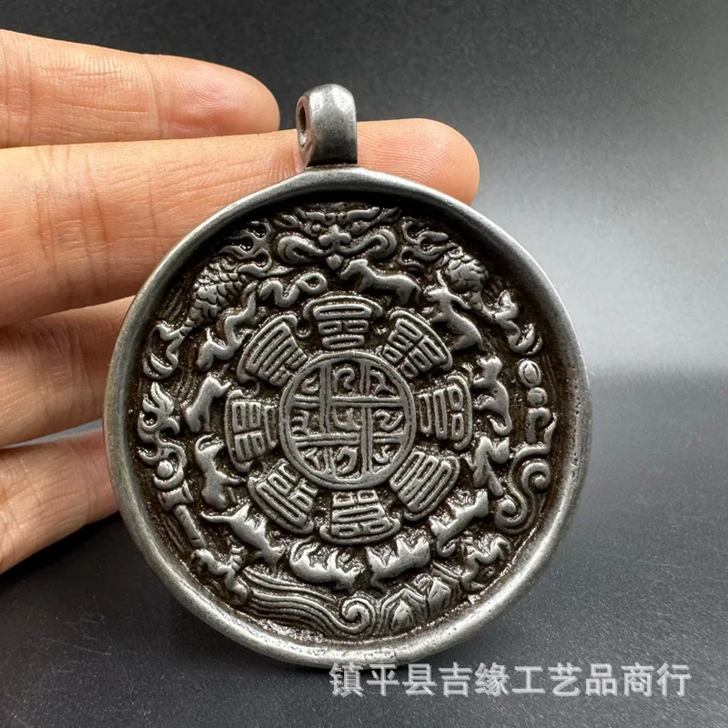 Tibetan-style - with the twelve zodiac signs, nine-palace Bagua amulet, necklace pendant, large phoenix bird pe