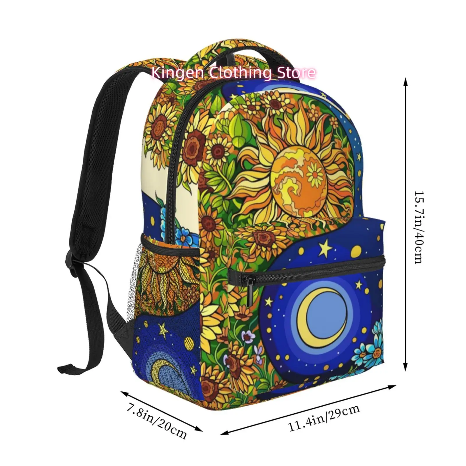 Women' Boho Print Backpack with Sun & Moon - High Quality Oxford Cloth, Adjustable Straps, Lightweight Suitable for Travel,,, Zi